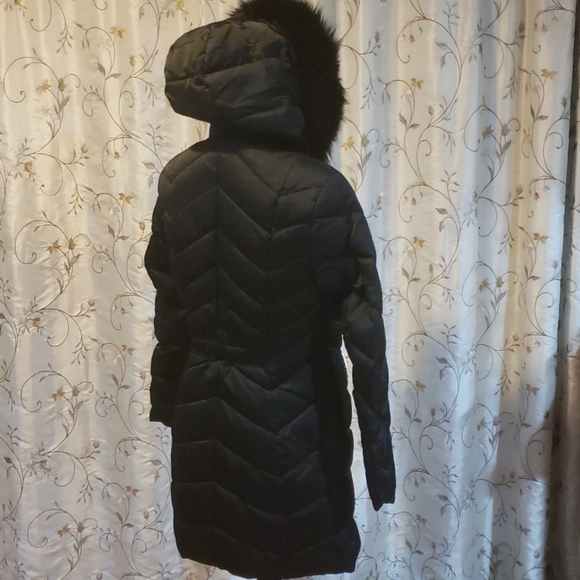 Tahari Womens Sia Hooded Fauxfur Puffer 